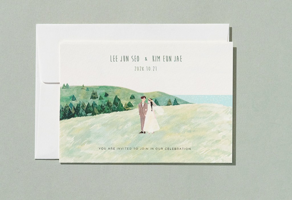 초록빛으로 가득 찬 제주 청첩장 미리보기 2